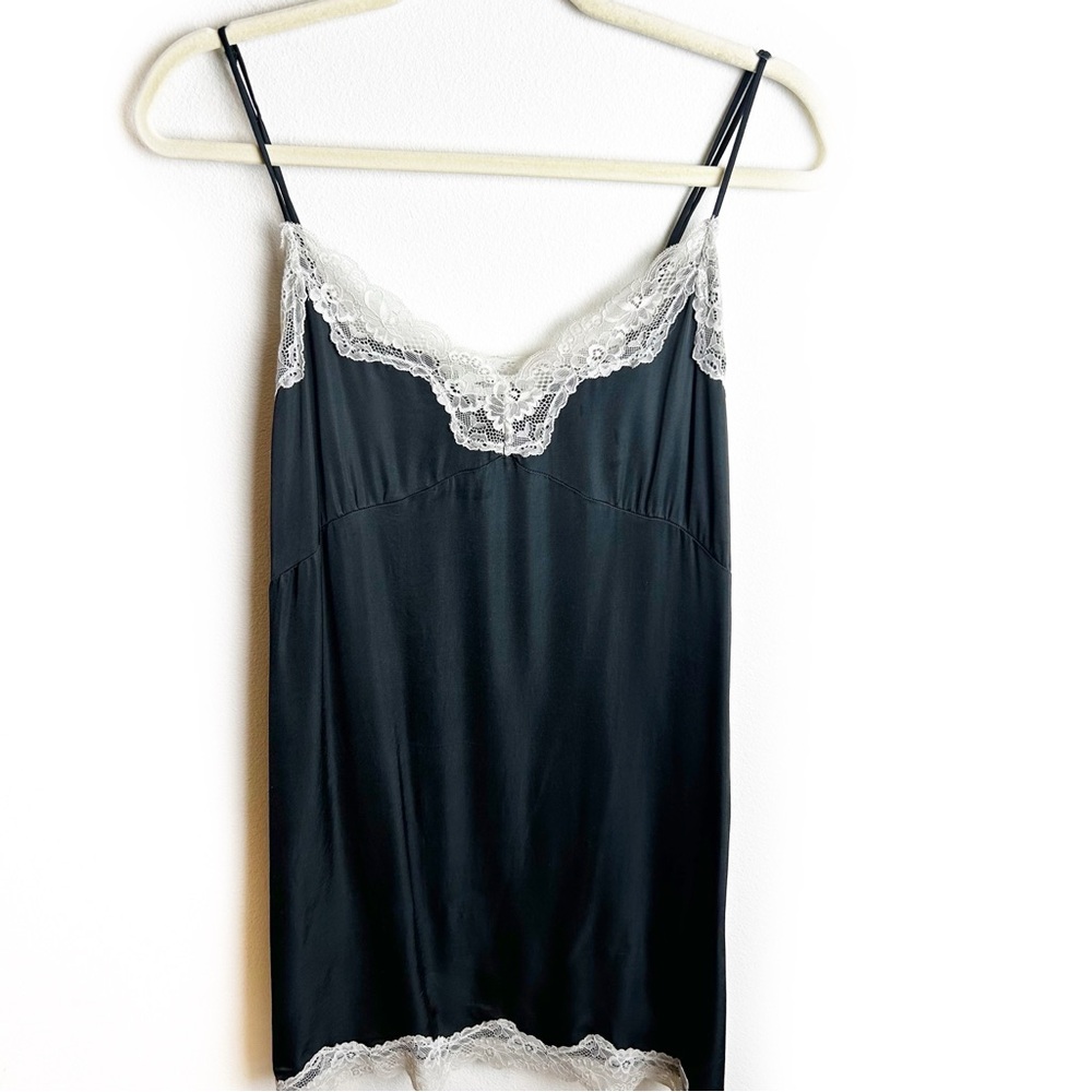 Aerie Off-Duty Satin Nightie slip dress lace size: M - Picture 2 of 13